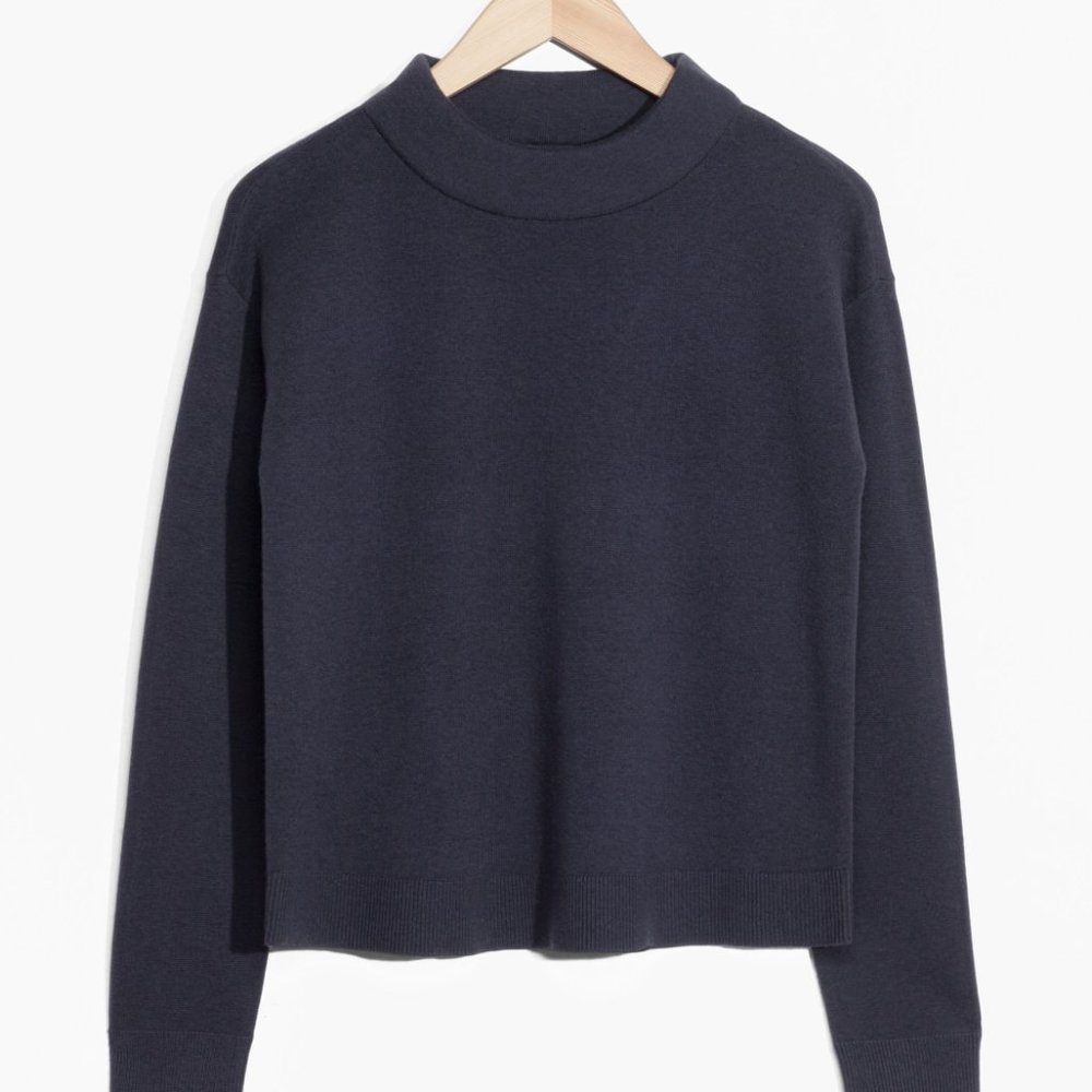 & Other Stories NAVY Wide Neck Sweater - LIKE NEW